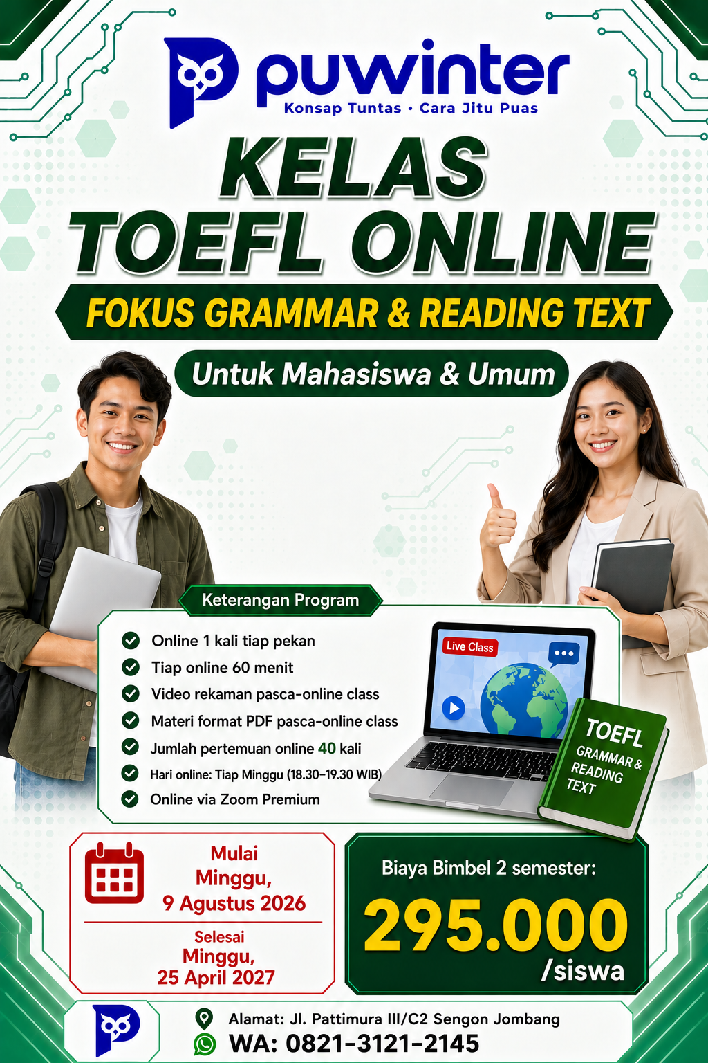 Pamflet Kelas Online TOEFL - Grammar & Reading Text